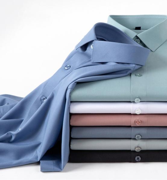 Camisas Clássicas de Fibra de Bambú de Seda Impressas de Homens Camisas de Escritório Não Ferrosas Confortável Padrão