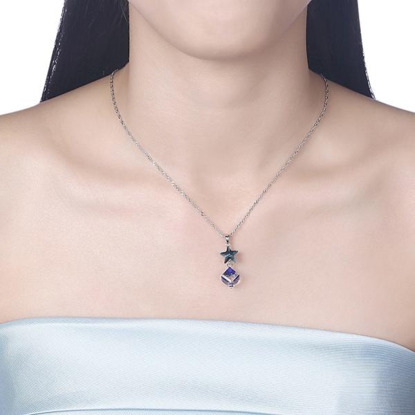 5A 3.7g 45cm Cubic Zirconia Star Necklace ODM Sterling Silver Diamond Necklace