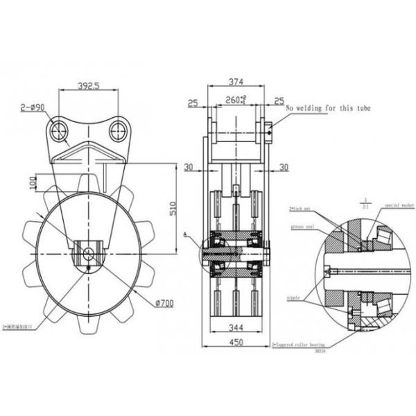 Rueda resistente de la compactación del excavador, diámetro del rodillo de los recambios 700m m del excavador