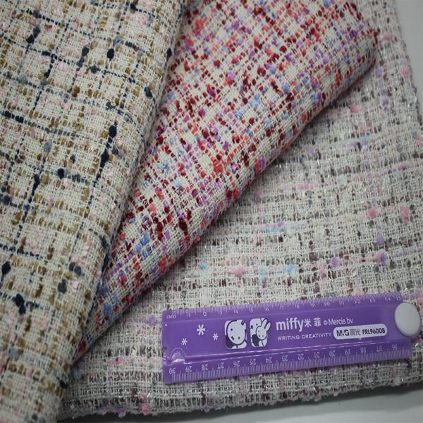 2024 New Factory Wholesale Spot Color Multi-coat  Tweed Woolen Polyester Fashion Decorative Fabric for Bag Women's Coat Clothing