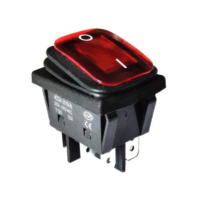 30A 250V Heavy Duty 6 Pin DPST IP67 Sealed Waterproof T125 Auto Boat Marine Toggle Rocker Switch With LED 12V 220V 30x22