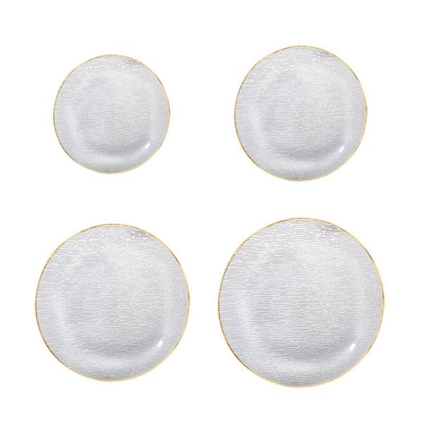 Gold-Edged Textured Glass Plates | Bulk Wholesale | OEM Service | Wedding/Hotel Supply | Fast Fulfillment