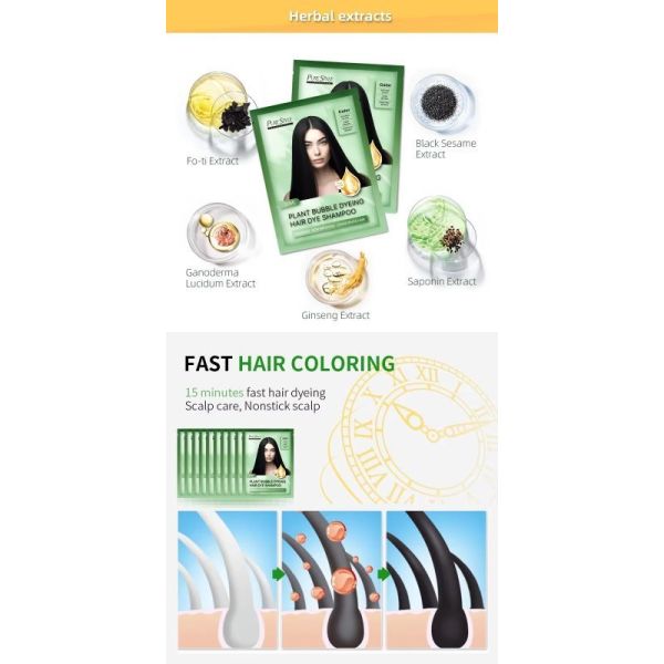 Grey Coveerage Plant Hair Dye Shampoo Raw Material Black Hair Dye OEM Hair Color Manufacturer Supply