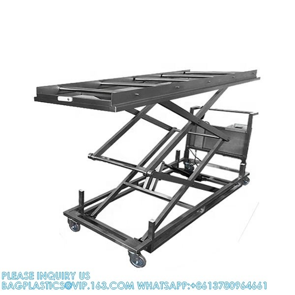 304 Stainless Steel Cadaver Trolley Lift Mortuary Morgue Hydraulic Body Lifter Coffin Accessories