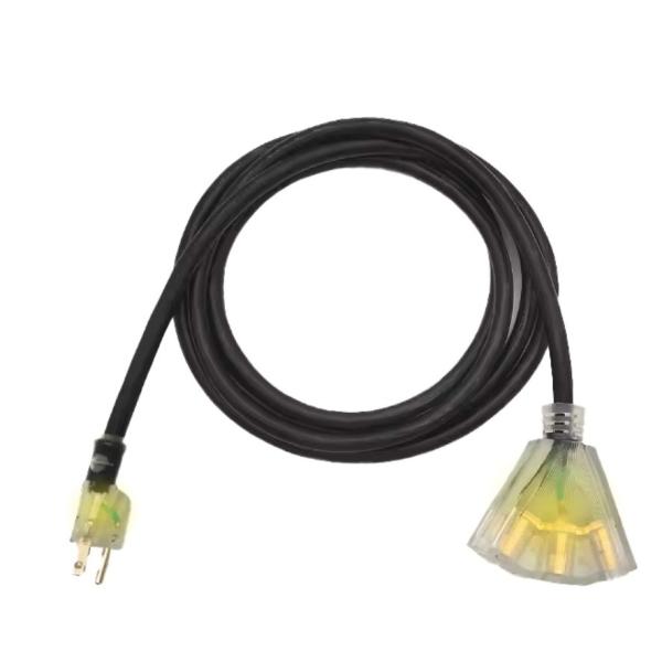 Other ETL 25Ft 12/3 Outdoor Extension Cord 3-Outlets 12 Gauge 3 Prong Waterproof with Lighted End 15A 12AWG 1875W SJTW