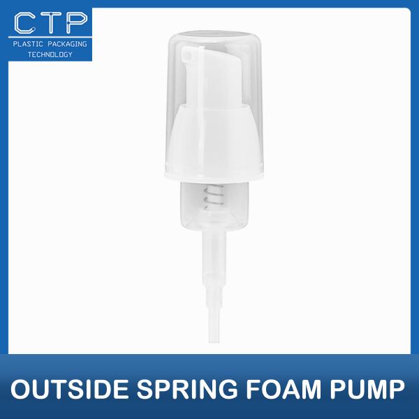 Clear Overcap Cosmetic Bottle Foam Pump With Secure Locking Method And 1.2mm Gasket