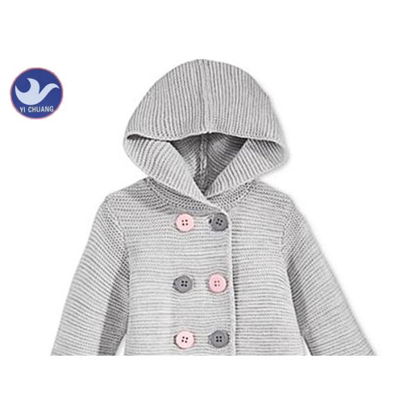 Stripes Little Girl Cardigan Sweaters , Hoody Girls Cardigan Jacket Buttons Closure