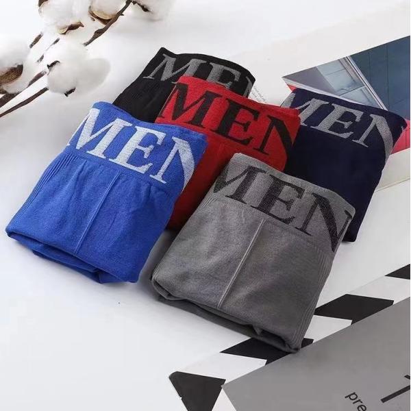 Men'S Printed Letter Underpants Mid Rise Boxer Shorts Nylon Brief Polyester Trunks Seamless