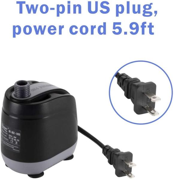 Quiet 260GPH Aquarium Water Pump For  40 Gallon Fish Tank