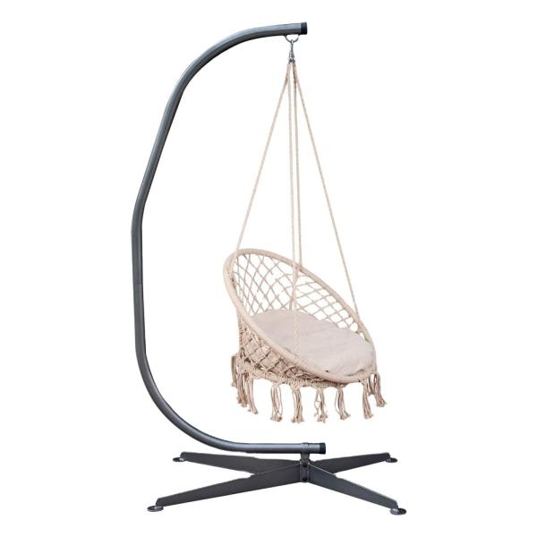 General Heavy Duty Steel Hammock Stand for C-Shape Swing Chair in Outdoor Settings
