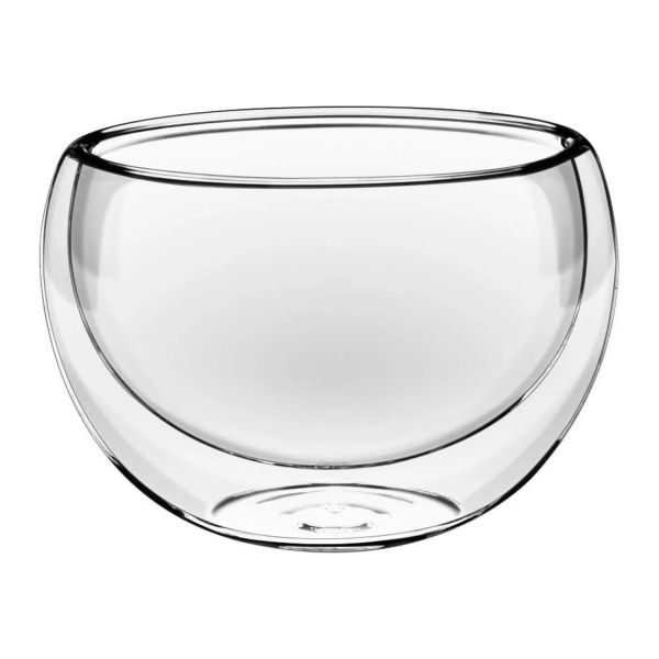 300ml 500ml Borosilicate Double Walled Glass Bowl For Salad Fruits Customized Logo