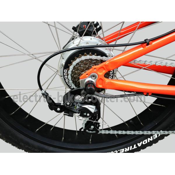 750W Electric Beach Cruiser Bikes Orange Aluminum Alloy 6061