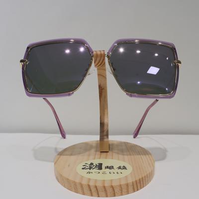 Anti óculos de sol reflexivos TR90 do polígono, óculos de sol polarizados roxos transparentes