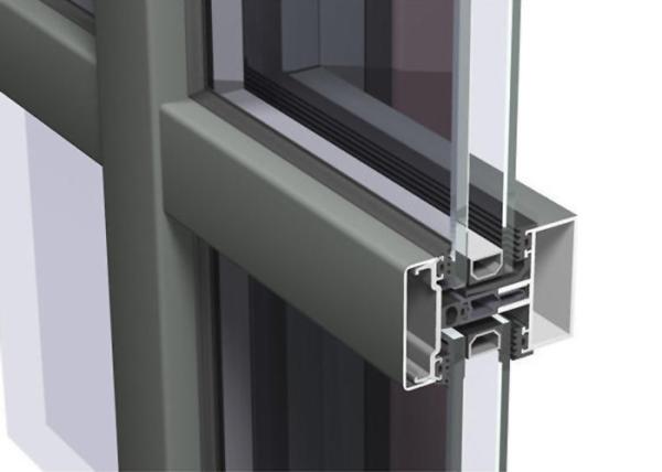 Easy Cleaning Curtain Wall Aluminium Profiles , Unitised Curtain Wall GB Certified