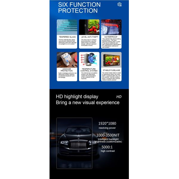 Double-sided Outdoor LCD Digital Signage with 10-Point Capacitive Touch 178/178 View Angle and 110-240V Voltage