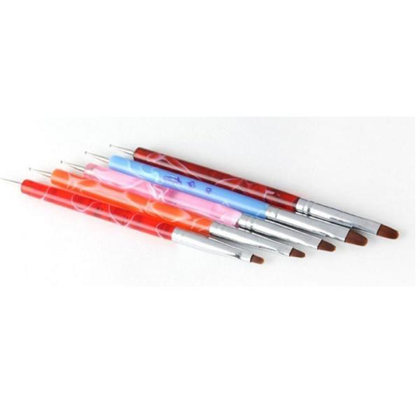 Colorful Double End Acrylic Nail Brush For Nail Art / Nail Painting Brush