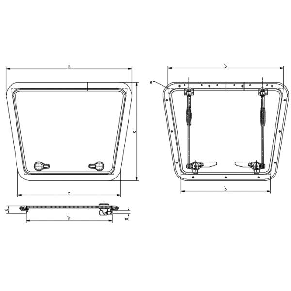 Aluminum Acrylic Trapezoidal Marine Hatch Customi Size Waterproof Boat Hatch