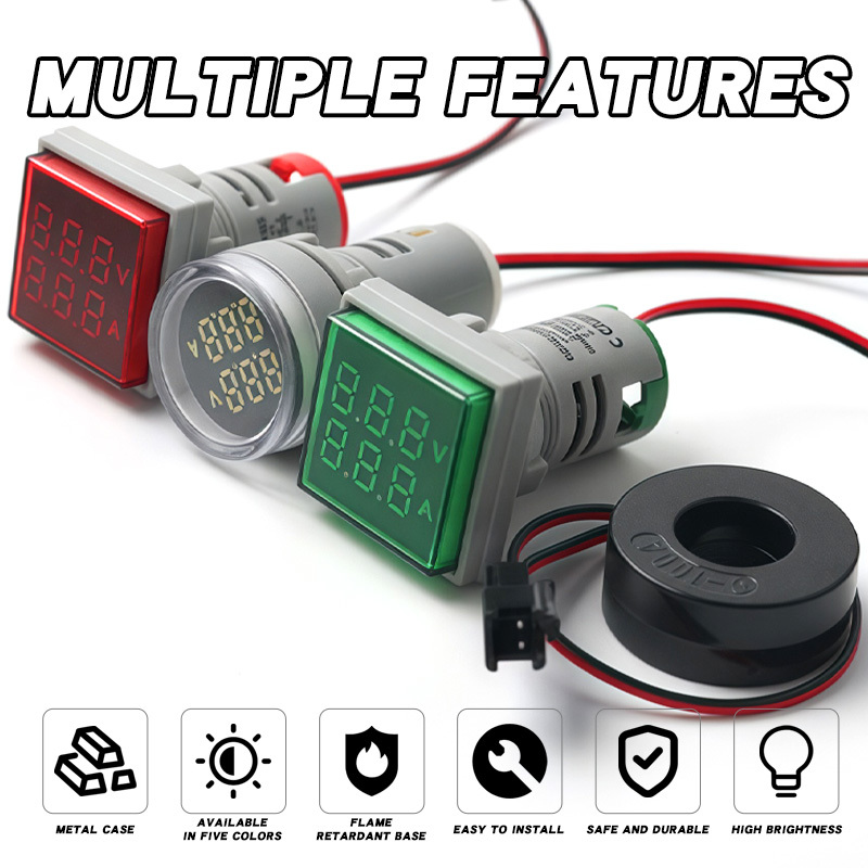 YZ Mini LED Digital Display Indicator Light Small Panel Meters for Voltage and Current Measurement 16-22VAMS Plastic