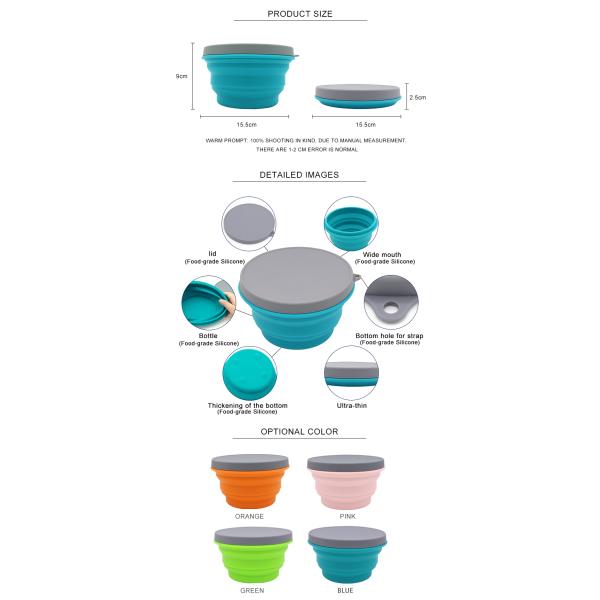 Шар силикона хранения еды ODM 1000ml OEM портативный складный