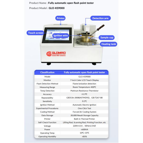 Oil Diesel Flash Point Detector GLO-KS9000 High Precision Automatic Open Cup Flash Point Tester Testing Equipment