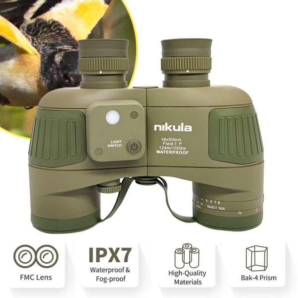 7x50 Binoculars Waterproof Hunting Rifle Scope With Rangefinder BAK4 Prism FMC Lens