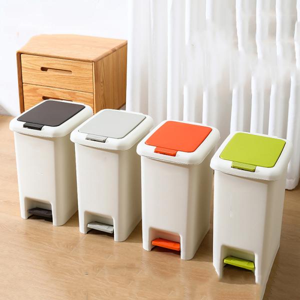 Popular 10L Swing Lid Press Pedal Plastic Trash Can Household Use Eco-Friendly PP Material Customizable Kitchen Home Recyclabl