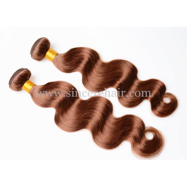 Top Quality 55 CM Body Wave Light Brown Remy Human Hair Weft Extensions for sale 22