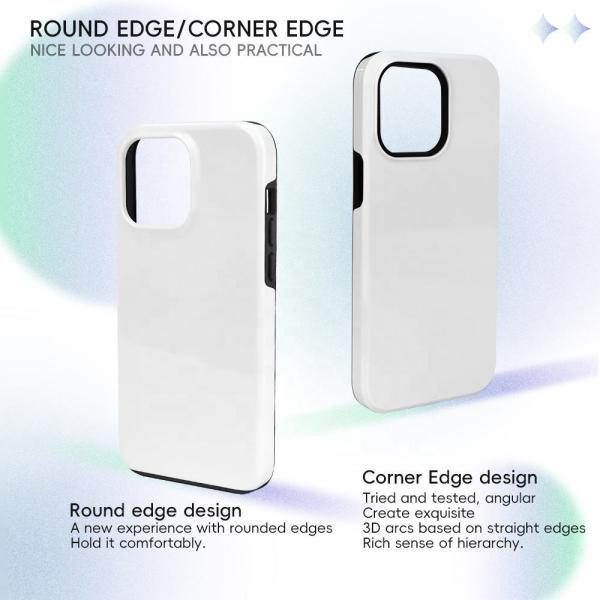Coque de téléphone portable vierge en TPU PC 2 en 1 robuste avec sublimation 3D pour iPhone 14 15 16 Pro Plus Max
