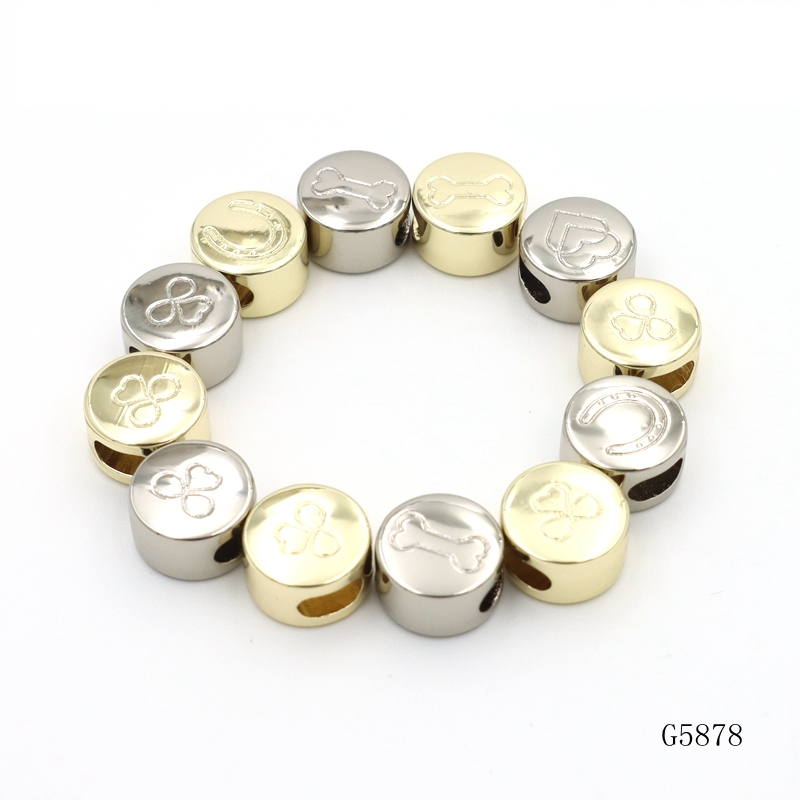 Smooth Round Spacer Beads Gold Plated / Silver Plated Slide Beads For Bracelet