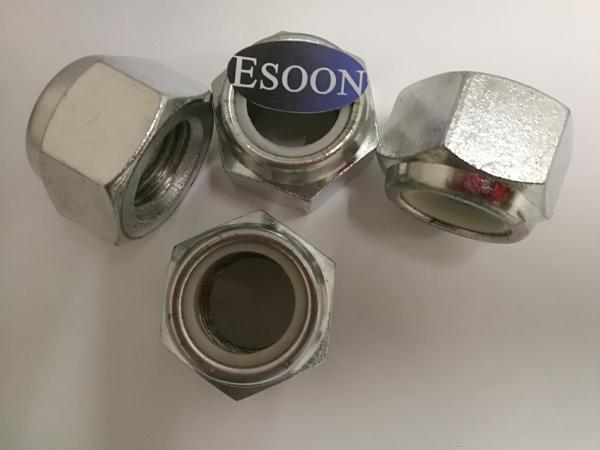 Hexagon nuts with polyamide thread lock thin type, DIN 985,Zinc Plated surface,M3~M56