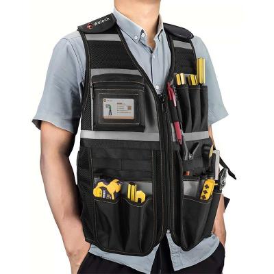 Multi Pocket Tool Bag Vest Polyester Work Tool Vest Medium Capacity