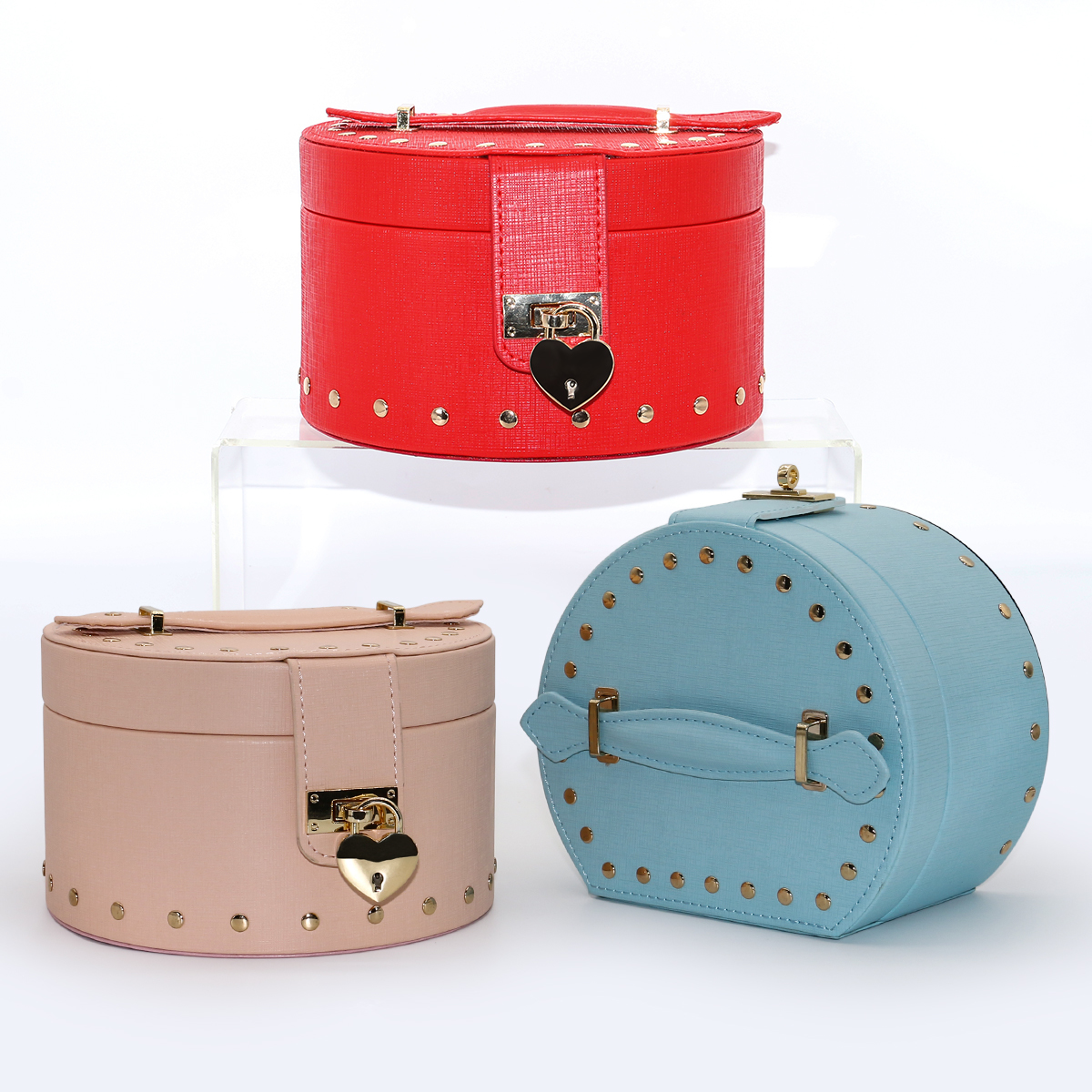 High Grade PU Leather Travel Jewellery Case Durable Multi Color 185x160x115cm
