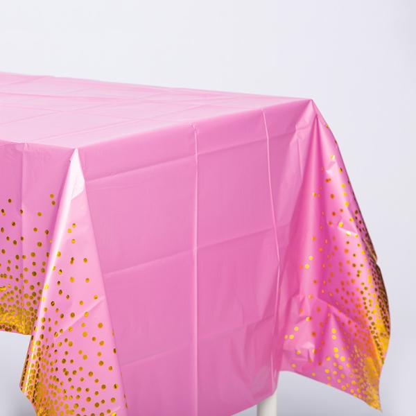 1.5m Light Pink Disposable Tablecloth Plastic Table Covers Rectangle