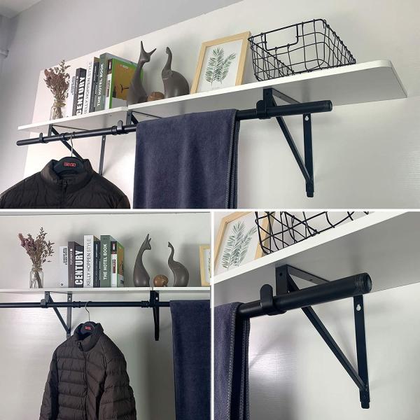 Home Armário Decoração Preto ou Branco Rod Support Brackets Holder prateleira Ganchos com parafuso
