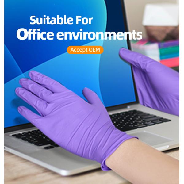Пурпур порошок 5 перчаток нитрила Mil медицинских большой длинный резиновый свободный делает водостойким