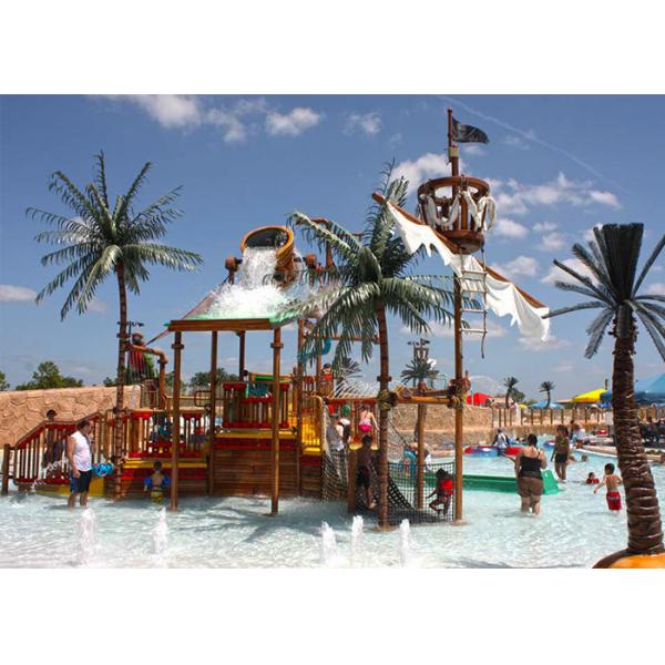 Colorful Outdoor Aqua Playground , Fiberglass 29x27m Kids Water Slide