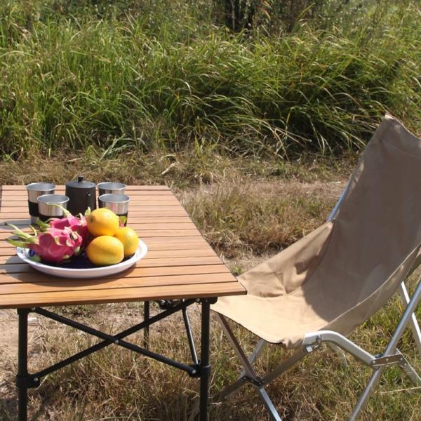 6kg Aluminum Folding Camping Table 120x60cm Wood Grain