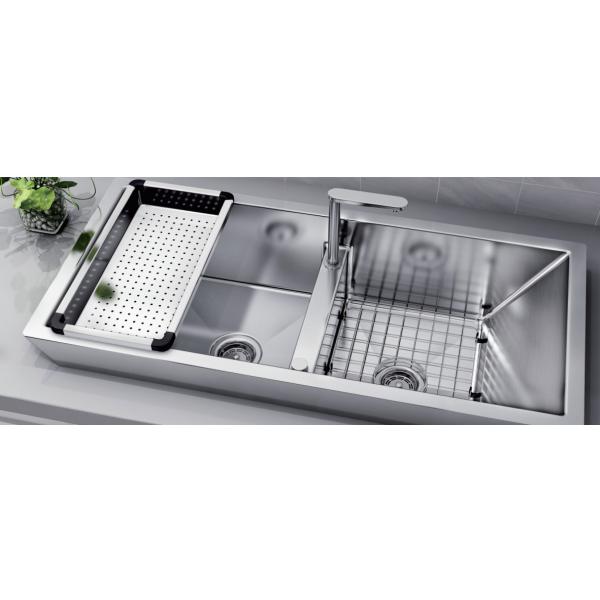 Double Bowl Top Mount Stainless Steel Kitchen Sink With Quick Drain / Top Mount Kitchen Sink