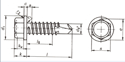 Hex Washer Head Sandwich Panel Screws Galvanized Steel Tapping Thread ST 5.5