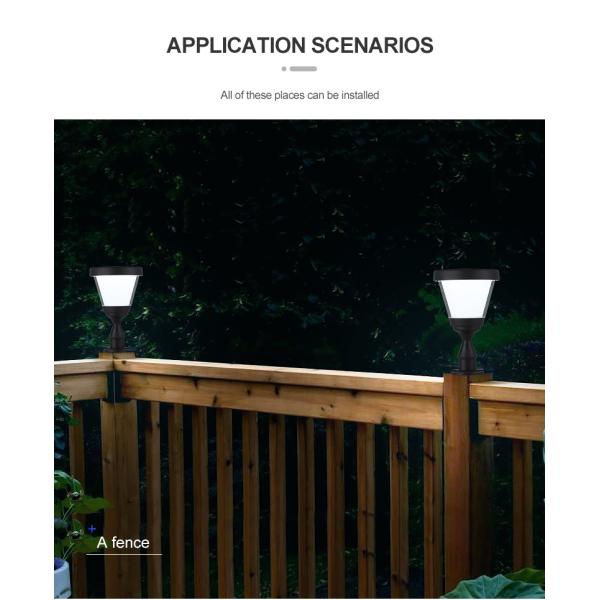 Aluminum Landscape Outdoor Garden Solar Light Light Control 3000k 6000k For Gate Pillar