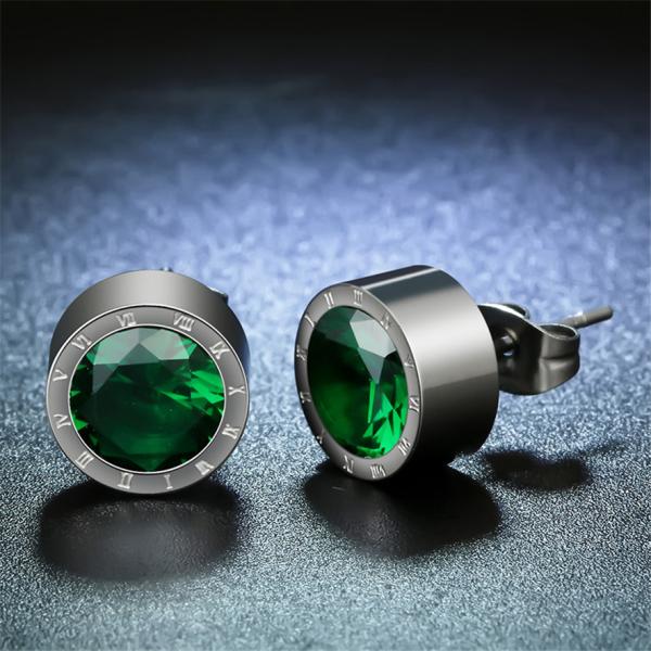 Yellow Gold Plated Stainless Steel Trendy Stud Earrings For men and Women Inlaid With AAA CZ Zircon Stone