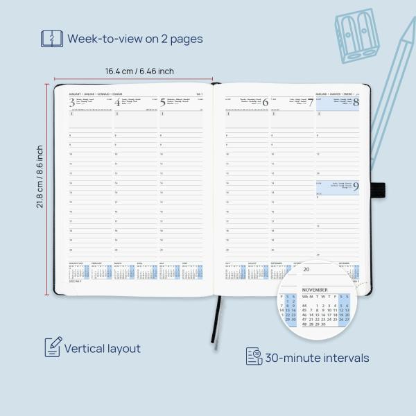 Medium Sized FSC Hardcover Weekly Planner With 2023 Monthly Tabs