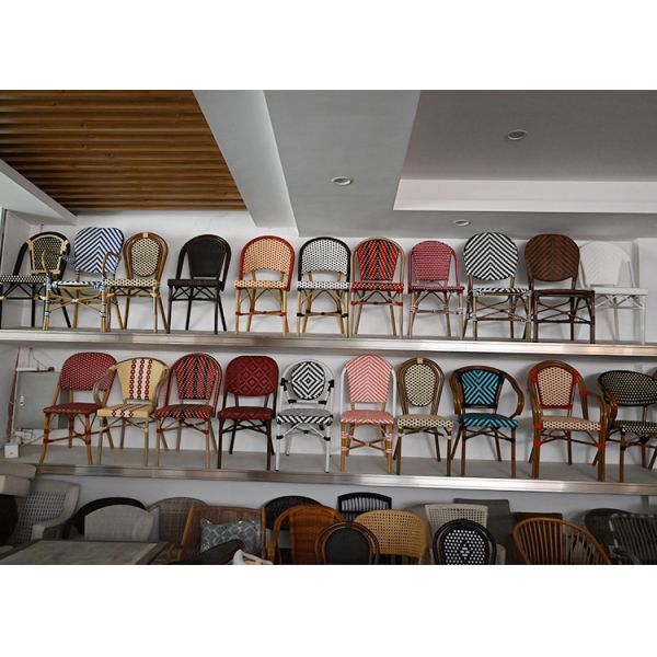 Cheap Wholesale Aluminium Frame Stacking Restaurant Furniture Garden Sets Outdoor Bistro Chairs