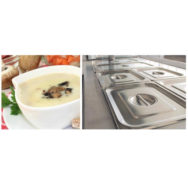 Stainless Steel Bain Marie Cabinet Commercial Working Table With Glass Top Shelf For Hotel