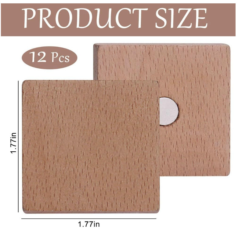 Best Selling Laser Engraving Blanks 12 Pcs Decorative Wooden Customize Refrigerator Magnets