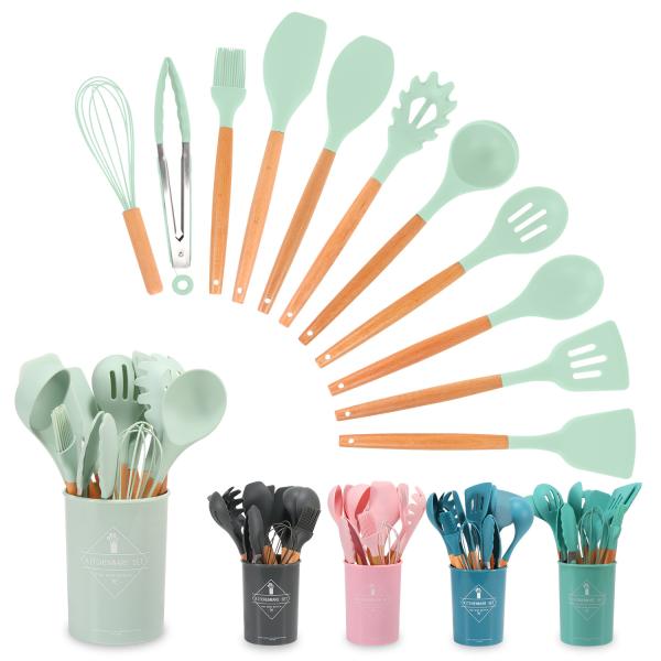 Restaurant Kitchen Accessories 11-Piece Non-Stick Utensil Set with Silicone Spatula