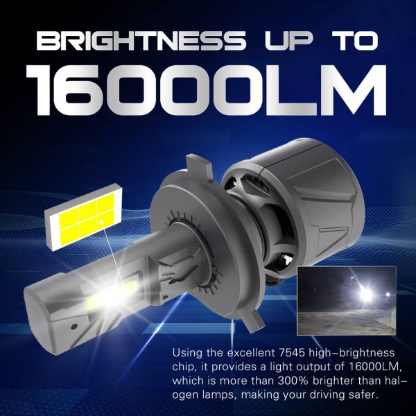 Super Bright F12 Led Headlights H4 H7 H11 9005 9006 5202 for Car Led Lights With GC 7545 Chips Fan 16000LM 60W