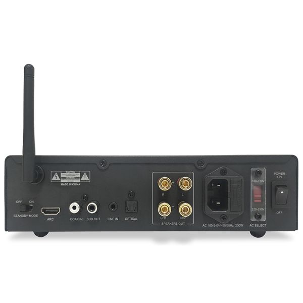 200W Bluetooth 5.0 Stereo Receiver with 3.5MM Input Class D Amplifier for Home Theater