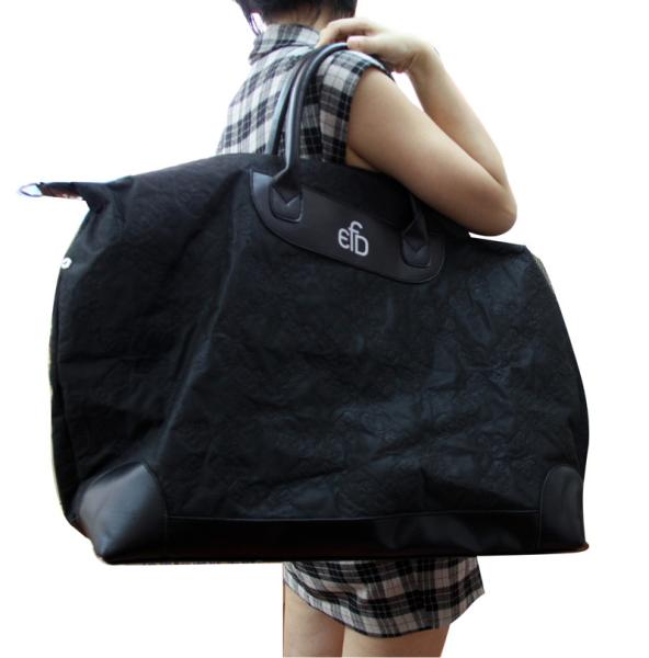 EFD press logo 75gsm nonwoven fabric with PU handle and full zipper Luxury Fabric carrier bags