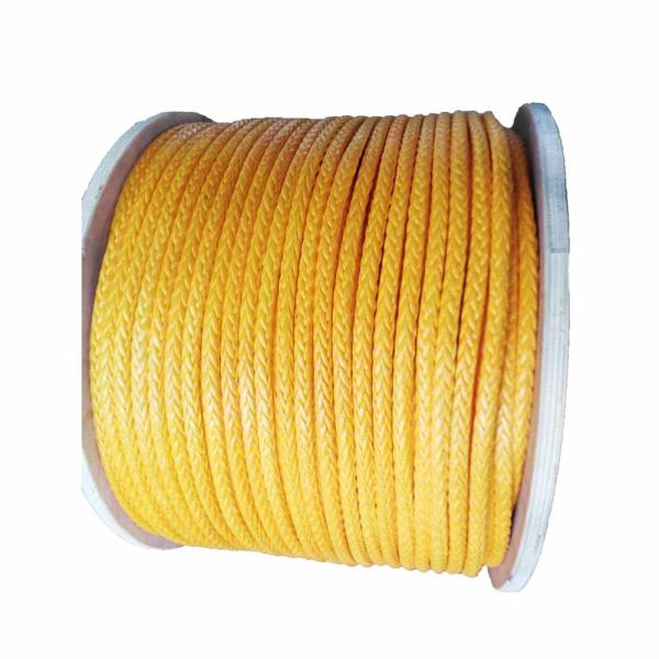 Yellow 10mm X 500m UHMWPE Fiber Rope 12 Strand Excellent Shock Absorbing